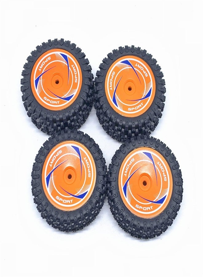 KingVal Replacement Front and Rear Wheel Tire Combo RC Spare Parts Compatible with WLtoys 124010 RC Car (Orange) - Image 1